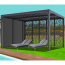 Pergola da Giardino 3,6x3 m in Alluminio con 4 Pannelli Moucharabieh e Doghe Orientabili Grigio Antracite 