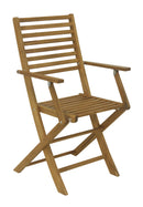 Set 2 Sedie da Giardino Pieghevoli 56x53x92 cm con Braccioli in Legno Naturale