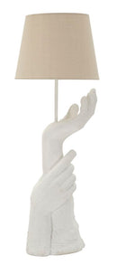 Lampada da Tavolo Life Ø35x93 cm in Resina e Ferro e Tessuto Bianco      