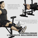 Panca Fitness 180x134x200 cm con Leg Press Squat Rack e Leg Extension in Acciaio e PU Nero e Argento      