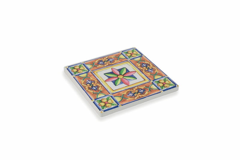 Set 6 Sottobicchieri Quadrati in Ceramica Fondo in Sughero 10x10 cm VdE Tivoli 1996 Costiera