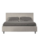 Letto Matrimoniale Giroletto con Alzata Comoda Imbottito in Tessuto Labirinto Adele Bianco Varie Misure