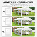 Tendone da Giardino Gazebo per Feste 992x497x290 cm con 10 Pareti Laterali Rimovibili in PE e Metallo Galvanizzato Bianco      
