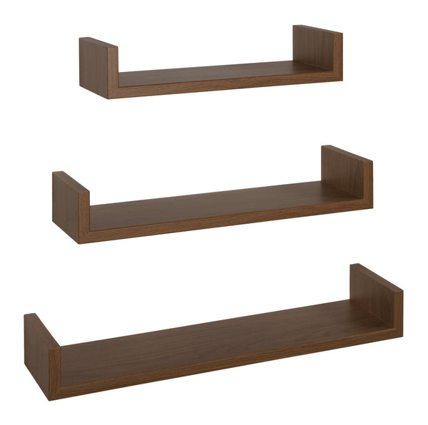 Set 3 Mensole da Parete 60-50-40x15,5x8 cm in Fibra di Legno Calamita Rovere Tabacco sconto