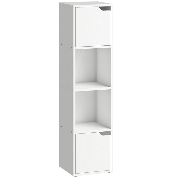 prezzo Libreria Moderna 30x29x119 cm con 2 Armadietti e Ante a 4 Ripiani in Legno Bianco