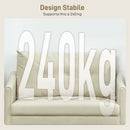 Divano 2 Posti Design Moderno 124x73x92 cm Schienale Trapuntato a Bottoni e Rivestimento in Velluto Crema   