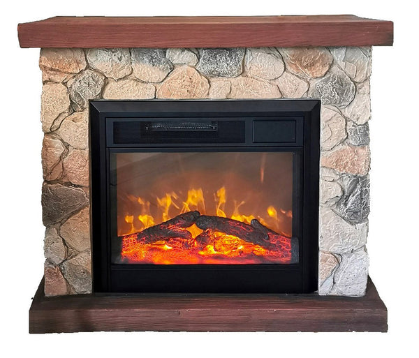 sconto Cheminée Électrique au Sol 90x80x30 cm Effet Flamme 1800W Pierre