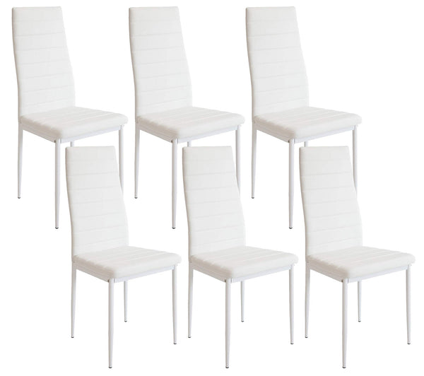 sconto Lot de 6 Chaises 42x40x82 cm en Simili Cuir Blanc