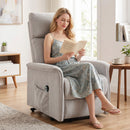 Poltrona Elettrica Alzapersona Reclinabile 69x91x106 cm con Schienale Alto e Telecomando in Ciniglia Grigio Chiaro      