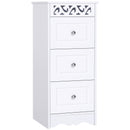 Mobiletto Bagno Cassettiera 3 Cassetti in Legno 30x30x68.5 cm  Floreare Bianco