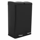 Pattumiera Per Raccolta Differenziata 47x71x36 cm due Scompart 60 Litri in Acciaio Nero