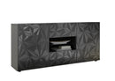 Mobile Buffet 2 Ante 2 Cassetti 180x42x84 cm in Legno TFT Praga Nero Lucido