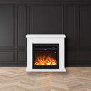 Camino Elettrico da Pavimento 99x88,3x25 cm Effetto Fiamma 1500W Sined Asciano Bianco