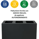 Contenitore per Raccolta Differenziata Capacità 100 L con Etichette 45x50x96 cm in Acciaio Verniciato Antracite