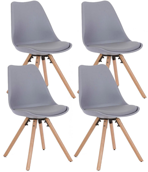 prezzo Lot de 4 Chaises 54x49x83,5 cm en Simili Cuir Gris
