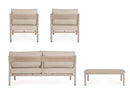 Set 4 Pezzi Salotto da Giardino con Divano 2 Poltrone e Tavolino in Alluminio e Spun Poly Sirius Timber 