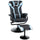 Chaise de jeu pivotante inclinable avec repose-pieds en similicuir noir et bleu