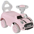 Macchina Cavalcabile per Bambini 18-36 Mesi 53x25x35 cm a Spinta Manuale con Clacson e Volante Funzionante in PP Rosa      