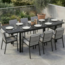 Tavolo da Giardino Allungabile 225x85x75 cm per 6-8 persone in Alluminio con Piano a Doghe Nero      