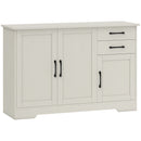Mobile Cucina 120x38x79 cm con 2 Cassetti e 3 Armadietti Ripiani Regolabili in MDF Crema      