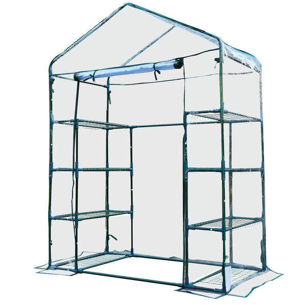 prezzo Serre de Jardin avec Porte Roulante 143x73x195 cm en Acier et PVC Vert