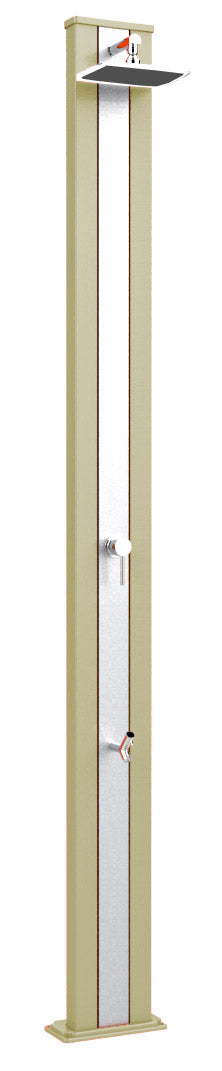 prezzo Doccia Solare da Esterno Giardino 30L Miscelatore e Lavapiedi Arkema Spring S Fascia Inox Champagne Bronze