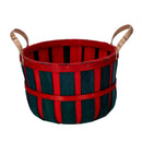 Set 3 Ceste in Vimini verde e rosso tondo 