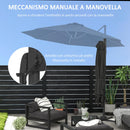 Ombrellone a Braccio per Esterno con Luci a LED e Angolo Regolabile Ø3x2,5 m in Alluminio e Poliestere Grigio