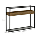 Tavolo Consolle Ingresso 108x28x85 cm in Acciaio e Legno Marrone Rustico