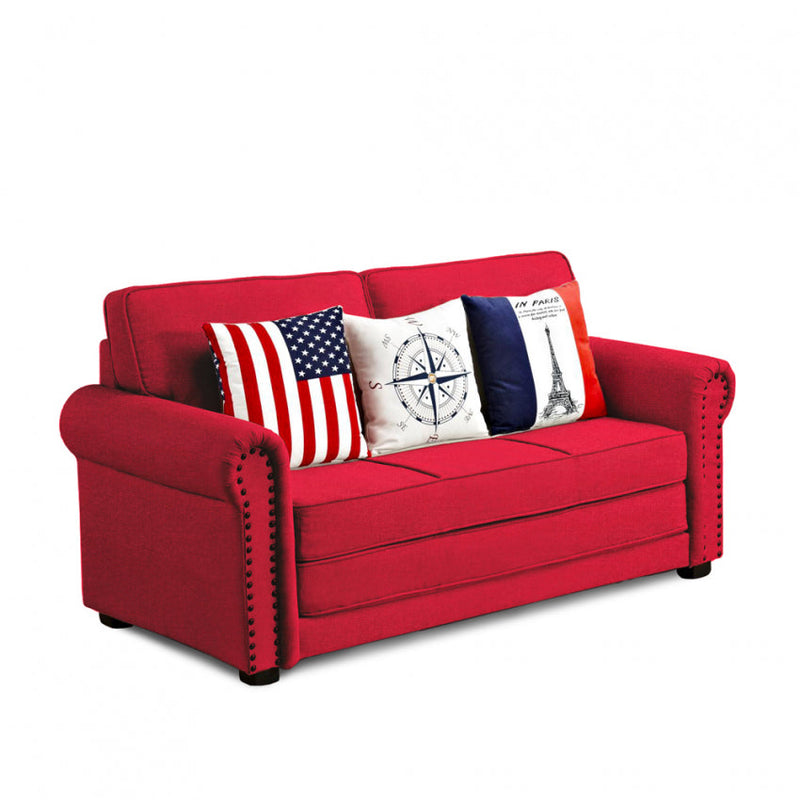 Divano Letto 180x85x92 cm in Tessuto Rosso