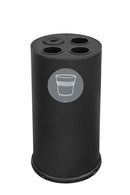 Pattumiera a Bidone per Raccolta Differenziata Ø35x72 cm 3 Scomparti Tubolari e 1 Vaschetta in Acciaio Verniciato Nero 