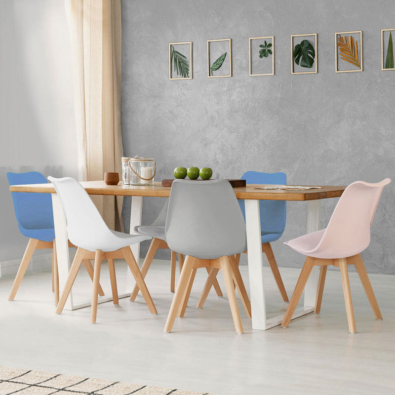 Set 4 Sedie Ergonomiche 53,5x48,5x83 cm Gambe in Legno Candice Bianco