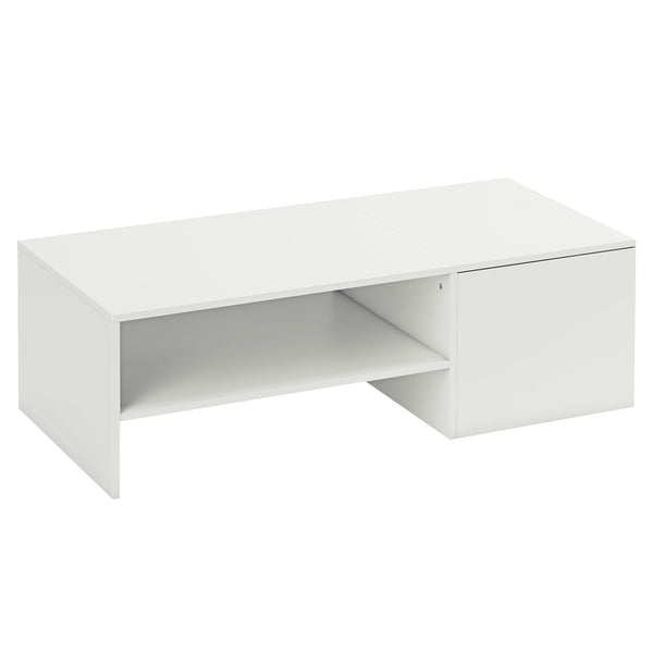 Tavolino da Caffè 110x52x36 cm con Piano Scorrevole e Ripiano Aperto e a Scomparsa in Legno Bianco acquista
