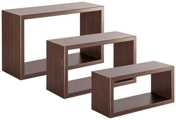 Set 3 Mensole da Parete Rettangolare in Fibra di Legno Trittico Wengè acquista