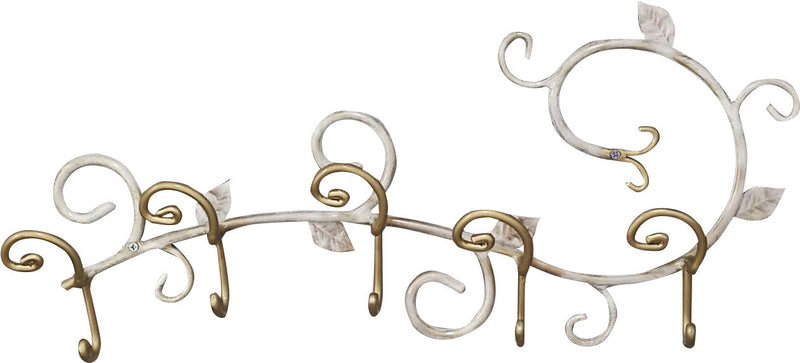 Appendiabiti da Parete 60x33 cm in Ferro Battuto Bianco
