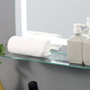 Specchio da Bagno con LED e Mensola in Vetro 70x50 cm 