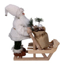 Pupazzo Babbo Natale in Tessuto con slitta e regali verde bianco cm 33x12xh30