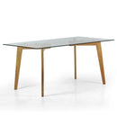 Tavolo da Cucina Rettangolare 160x90x74 cm in legno e vetro Lake
