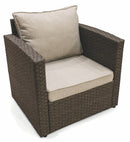 Set da Giardino Divano 2 Poltrone e Tavolino in Rattan Soriani Paros Grigio