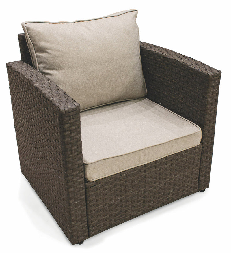 Set da Giardino Divano 2 Poltrone e Tavolino in Rattan Soriani Paros Grigio