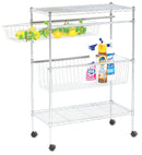 Carrello da Cucina in Metallo 30x60x80 cm 2 Ripiani 2 Cestelli Fumer Galaxy Cromato