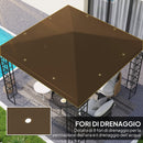 Copertura per Gazebo da Giardino 298x298 cm in Tessuto Oxford 600D con Fori di Drenaggio Marrone   