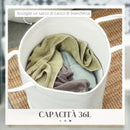 Cesto Portabiancheria Pieghevole con Manici 36L Ø38x45 cm in Cotone Naturale Bianco Crema 