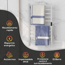 Scaldasalviette Elettrico Smart 45x11x80 cm a 10 Barre con Timer e Display LCD in Acciaio Inox Bianco  