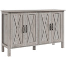 Credenza Stile Rustico Mobile Basso Multiuso 4 Ante 120x37x75 cm Grigio  