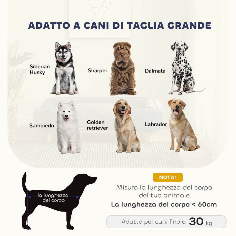 Divano per Cani Taglia Grande  fino 30 kg 96x66x24 cm con Cuscino Rimovibile Blu  