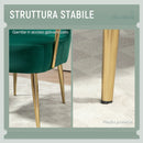 Poltrona Stile Retrò Braccioli e Gambe Dorate in Velluto Verde  