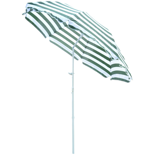 prezzo Ombrellone da Giardino Ø180x200H cm Spiaggia Inclinabile in Metallo Verde e Bianco