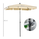 Ombrellone da Giardino Rettangolare e Regolabile 198x130x245 cm In Alluminio Beige 
