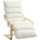 Poltroncina Relax 67x93-114x105 cm con Rivestimento in Velluto e Poggiapiedi Regolabile in Legno Crema      